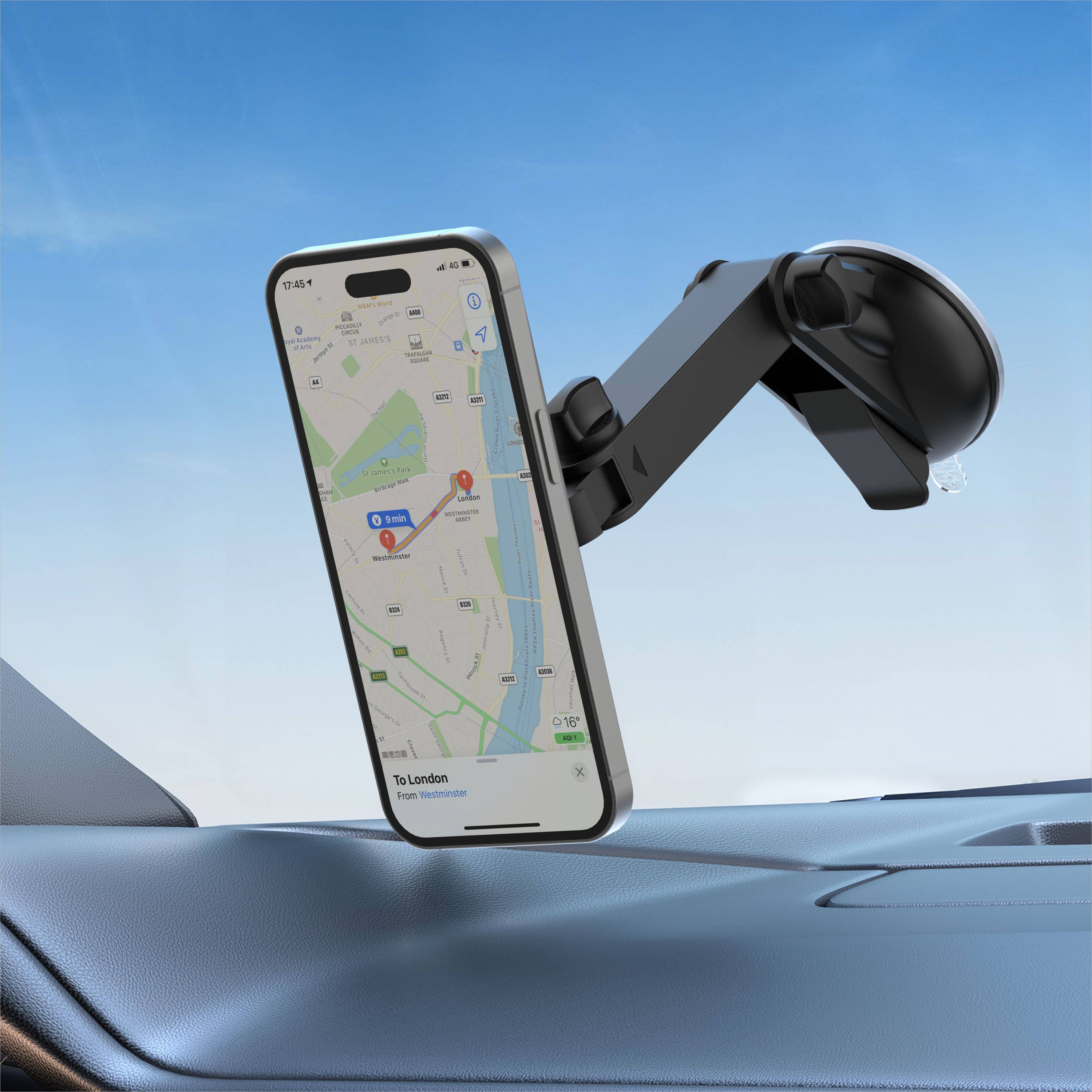 Mighty Wireless – wholesale Stativ för surfplatta – Mäktig trådlös vindruta och instrumentpanelmonterad bilhållare MK031