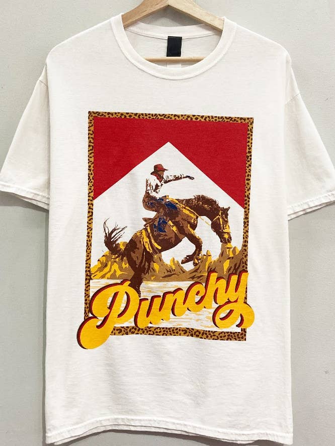 PUNCHY COWBOY WESTERN GRAPHIC PRINT T SHIRT TOP for wholesale by Bestto