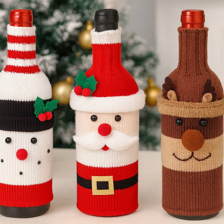 Kerstman & Sneeuwpop Wijnfleshoes Set voor wholesale door Buddha Ayurveda