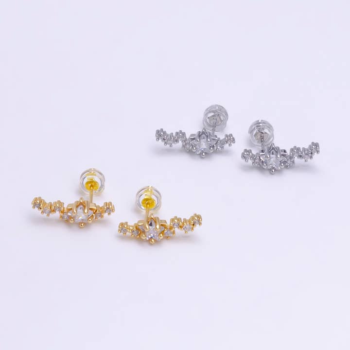 Climber Star Stud Earrings, Crystal Encrusted Earrings for wholesale by Aim Eternal
