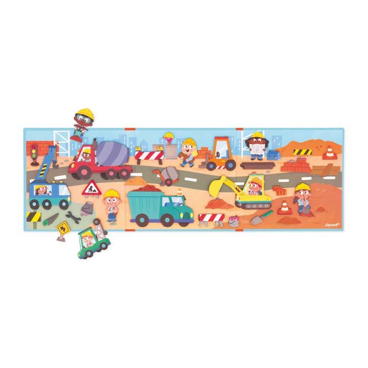 Janod - Wholesale Toy Set - Kids - Magneti'stories - The Construction Site1