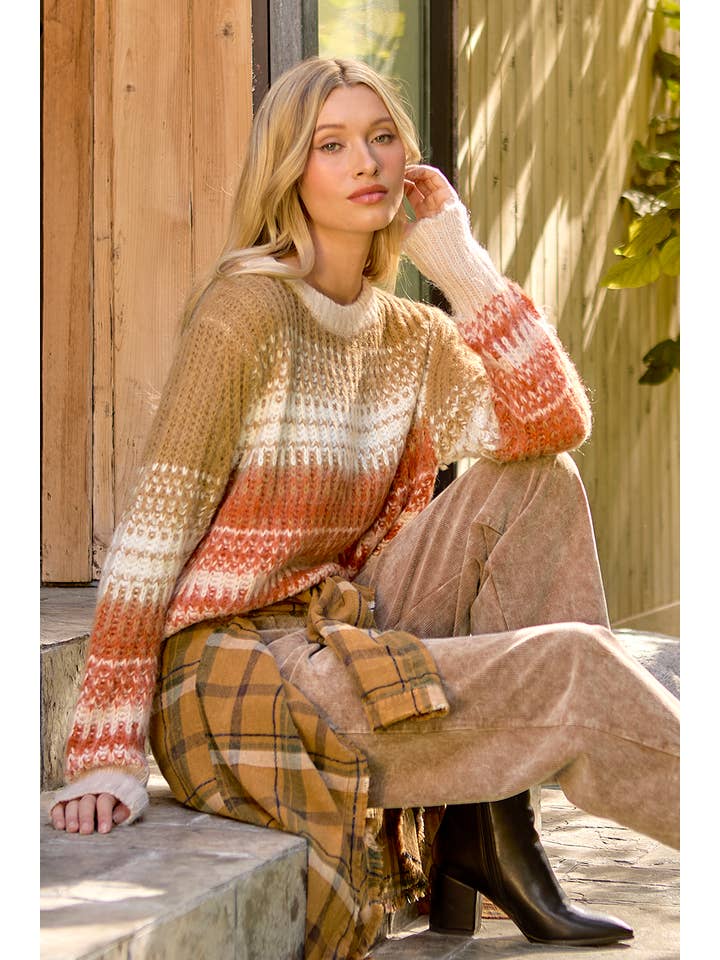 Mystree - Wholesale Knit Sweater - Women's - 60910 Color Gradation Sweater