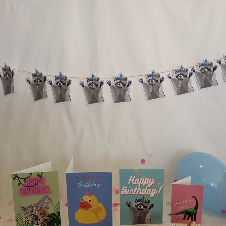 Party raccoon card bunting/ decor/ funny for wholesale by Sazzlebybell