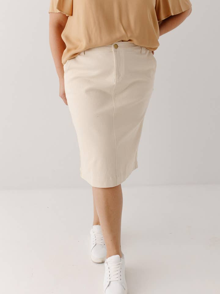 The Main Street Exchange - Wholesale Skirt - Women's - 'Adrian' Classic Denim Midi Skirt FINAL SALE6