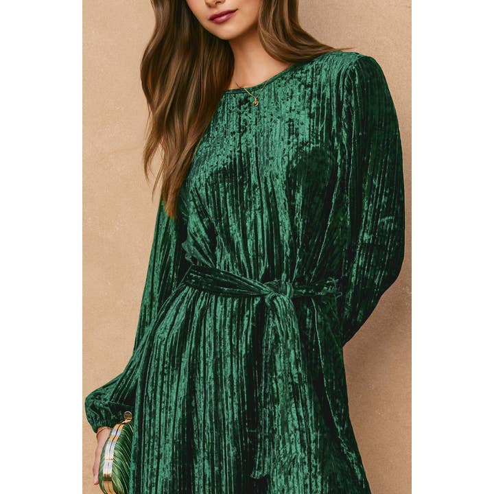 Dress Forum - Vendita all'ingrosso Vestito - Donna - Abito con cintura a fusciacca con scollo alto in velluto4