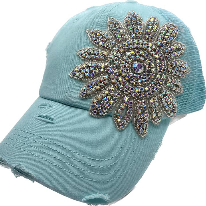 The Alabama Girl - Wholesale Baseball Cap - Women's - Crystallized Flower Trucker Hat0