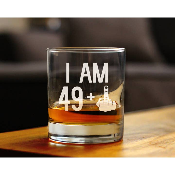 bevvee - Wholesale Cocktail/Liquor Glass - 50th Birthday Gifts - 49 Middle Finger Whiskey Rocks Glass