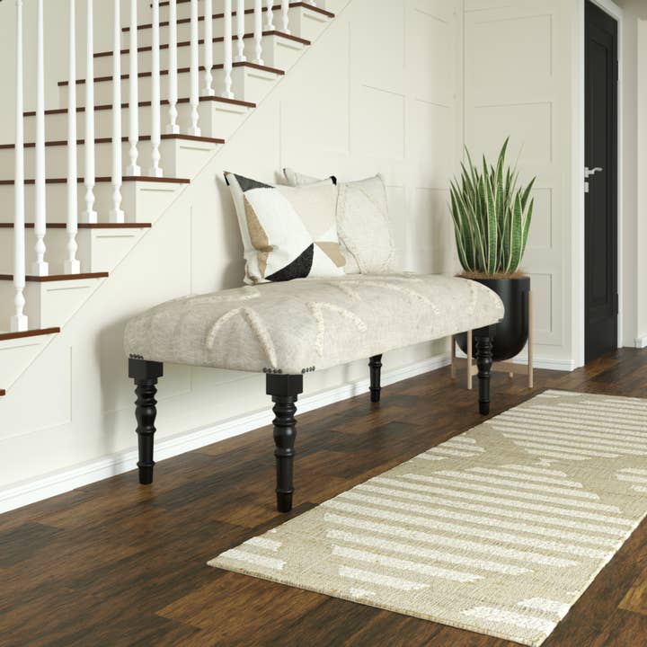 Cream Farmhouse Cream/Natural Upholstery Bench for wholesale on Faire4