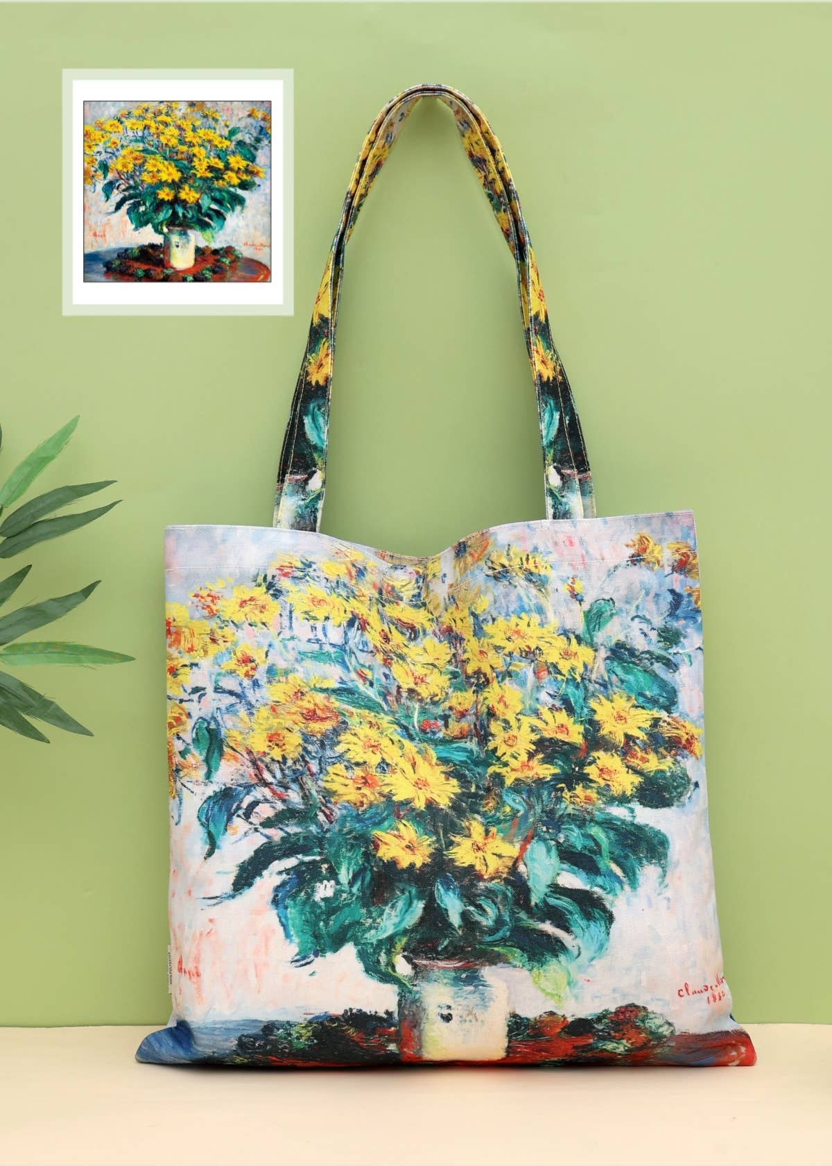 JC Sunny Fashion – wholesale Bärkasse - Dam – JCFB0385 Claude Monet-Jordärtskockablomma Tote1