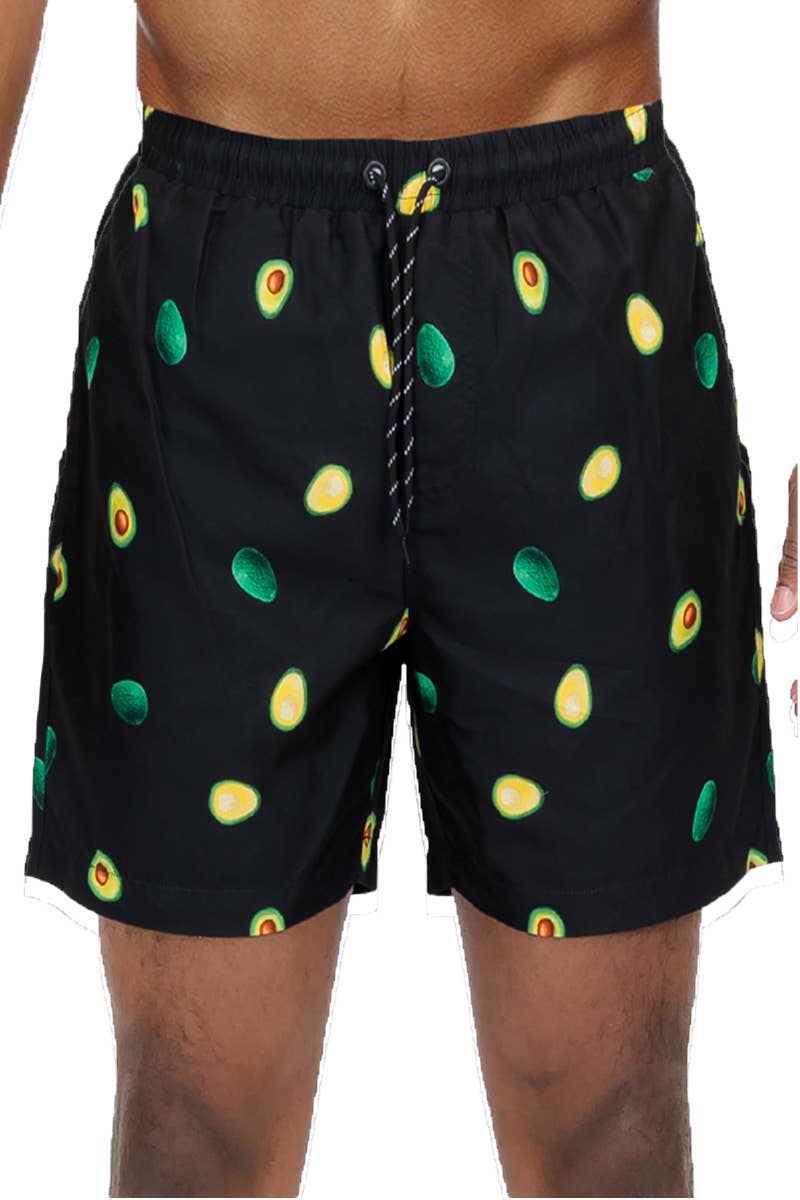 WEIV - Wholesale Swim Shorts - Men's - SW010 Avocado Print Swim Trunk Shorts