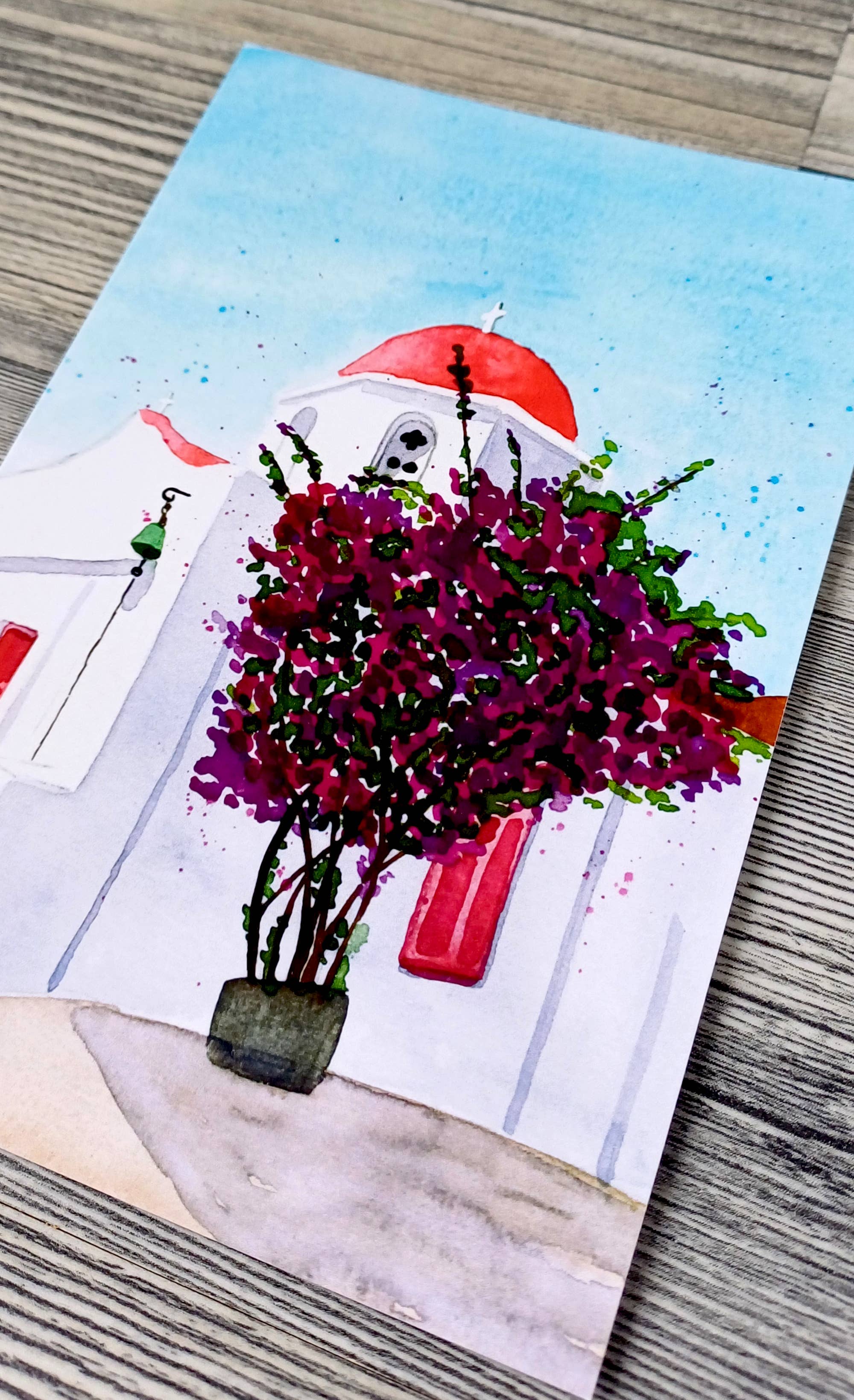 Christina Jenne Art and Design - Wholesale Everyday Greeting Card - Handmade Greeting Card - Church in Mykonos, Greece4