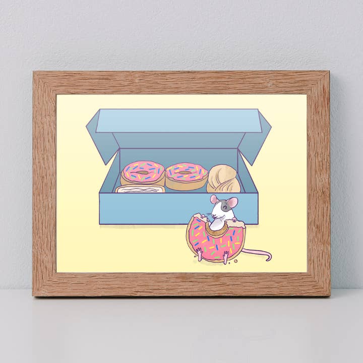 Råtta med munkar tryck för wholesale av Kestrop Studio