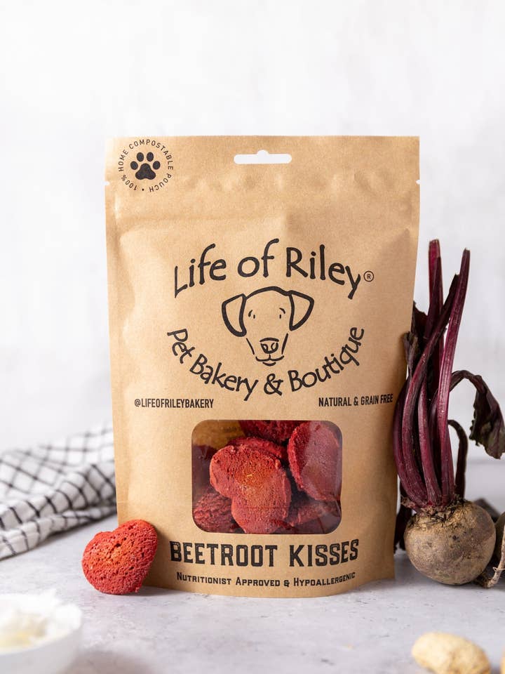 Beetroot Hearts / Kisses (TRADE) for wholesale by Life Of Riley Bakery Ltd