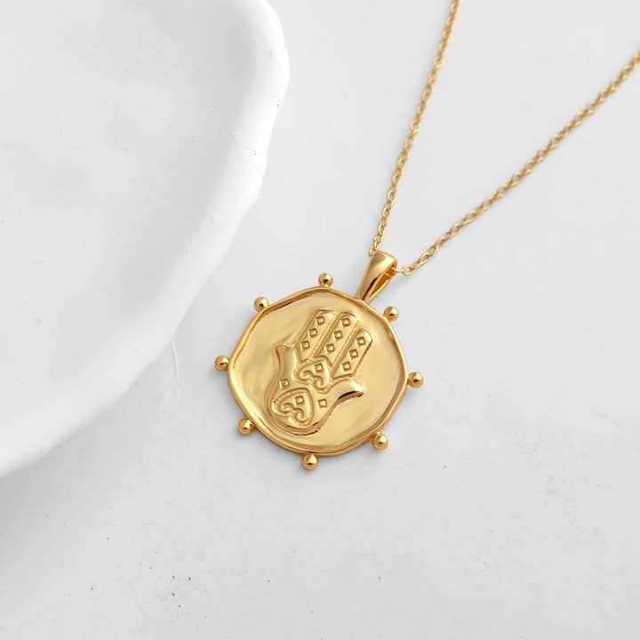 Vermeil Hamsa Talisman Necklace for wholesale by Augusta Jewellery