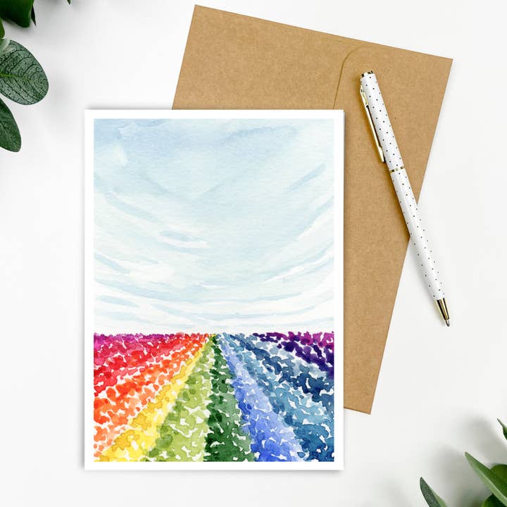 "Field of Rainbows" Greeting Card 5x7" for wholesale by Shelly Cluff Art