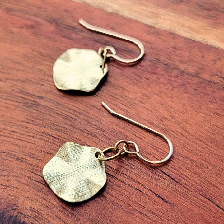 Minimalist Wavy Disc Gold Earrings for wholesale by Gem Lounge Jewelry