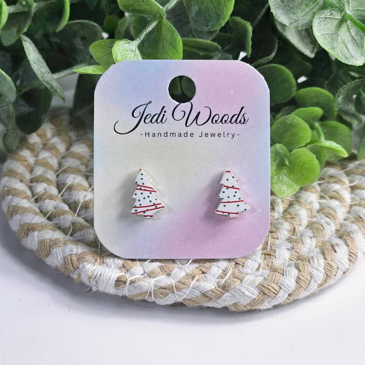 Jedi Woods LLC - Wholesale Stud/Post Earrings - L. Debbie Xmas Cake Earrings - Tiktok VIRAL Product!