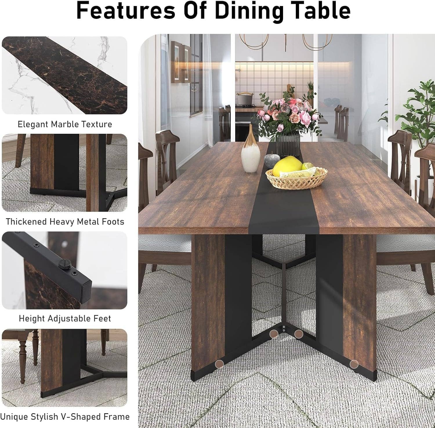 71In Large Rectangular Dining Table With Brown Tabletop for wholesale on Faire3