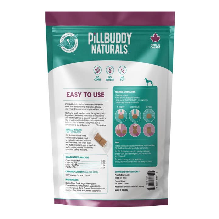 Presidio Natural Pet Co - Wholesale Pet Treats - Dog - Pill Buddy Naturals Grilled Duck 90ct 6/CS