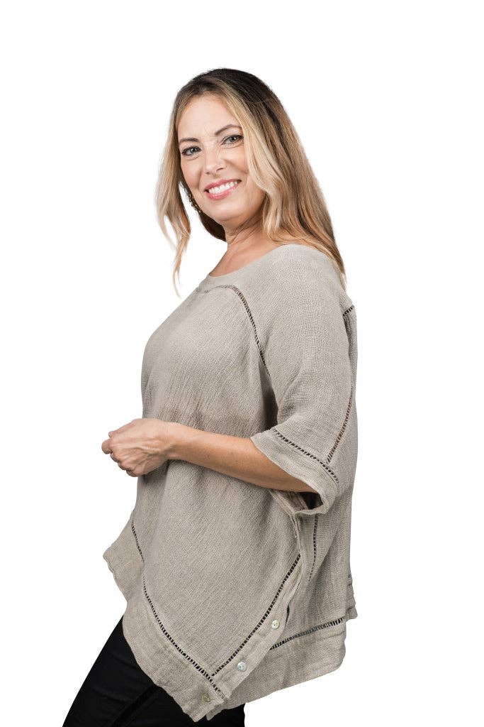 TINA Stephens Italy/Tees By Tina - Vente Chemisier – femme - Haut Ali Lin-Co Line Detail (BQ169)8