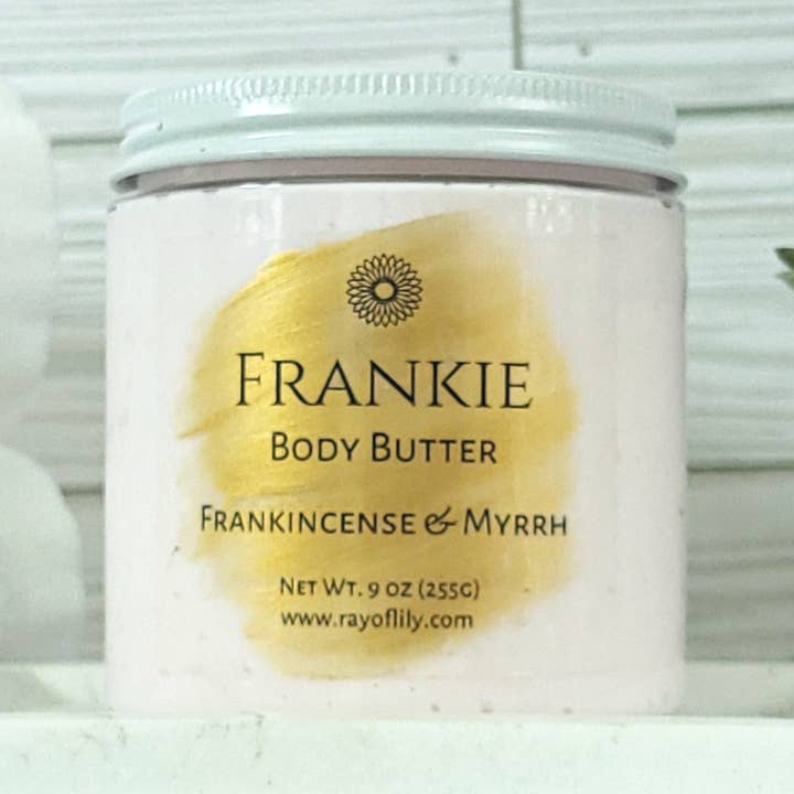 Frankie Frankincense and Myrrh Scent Body Butter for wholesale by Ray of Lily Bath Works LLC