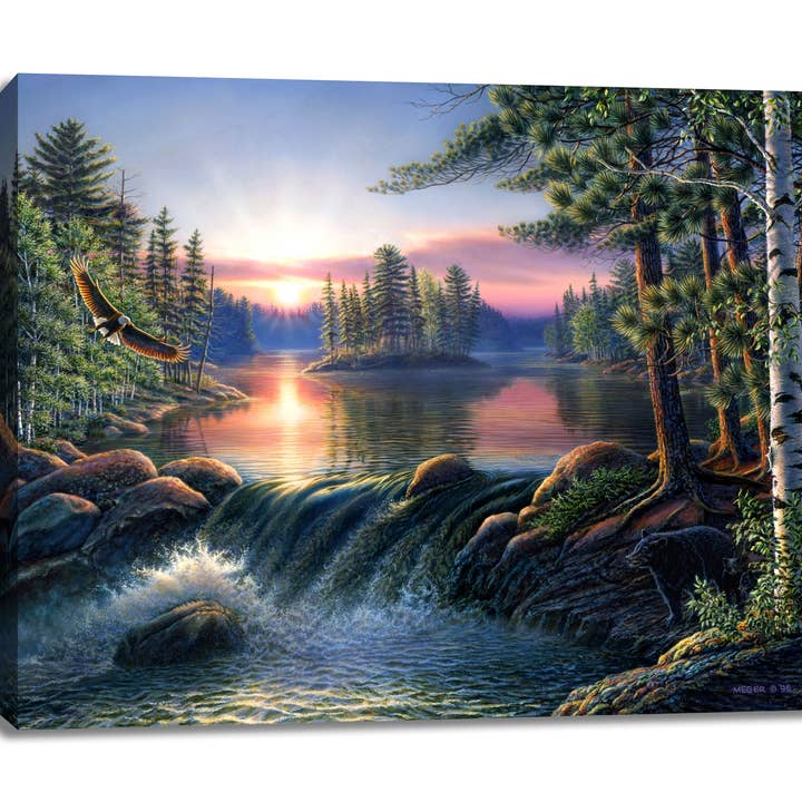 Boundary Waters 18x24 Fully Illuminated LED Wall Art for wholesale by Glow Decor