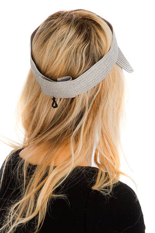 Cap Zone – wholesale Visor – Women's – Petite Solid Color Roll-Up Paper Straw Sun Visor10