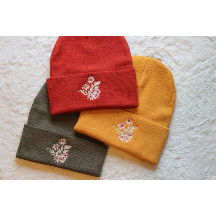 Floral Embroidered Beanie and other Purchase Wholesale custom embroidered beanie. Free Returns & Net 60 Terms on Faire trending on Faire.