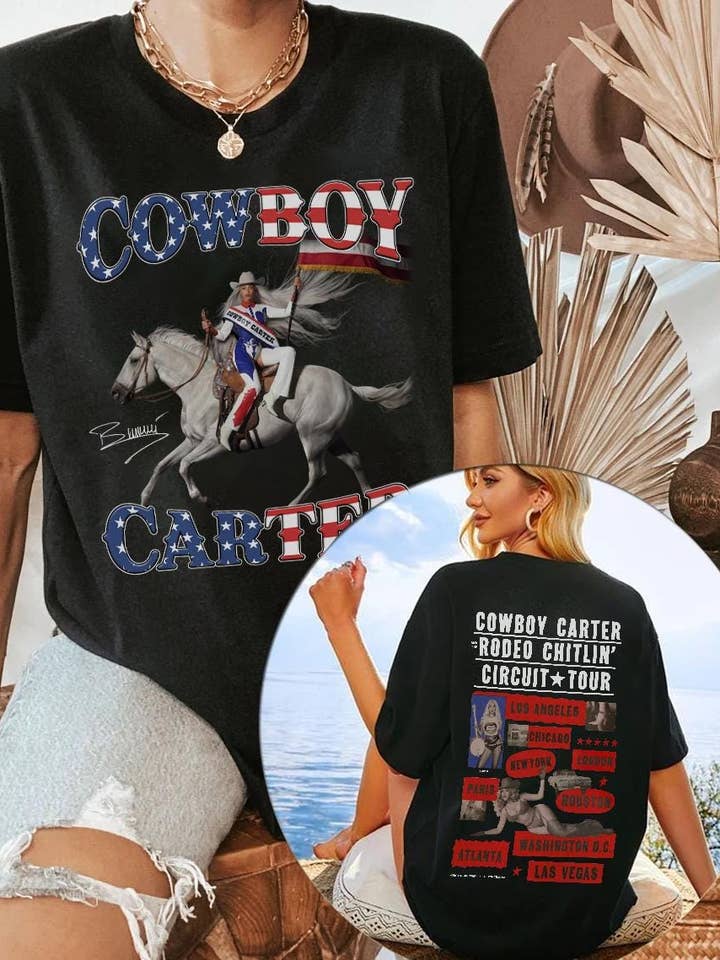 T-shirt de la tournée Beyonce Rodeo Cowboy Carter, T-shirt Beyonce pour la vente par SONDO DESIGN LTD