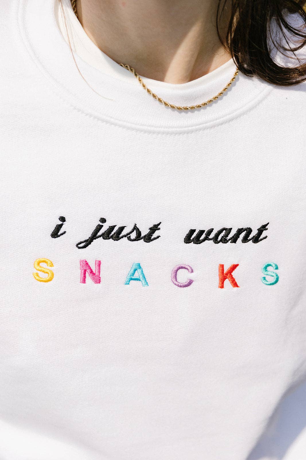 Limpet Store - Vente Sweat-shirt – femme - Sweat-shirt brodé « I Just Want Snacks »1
