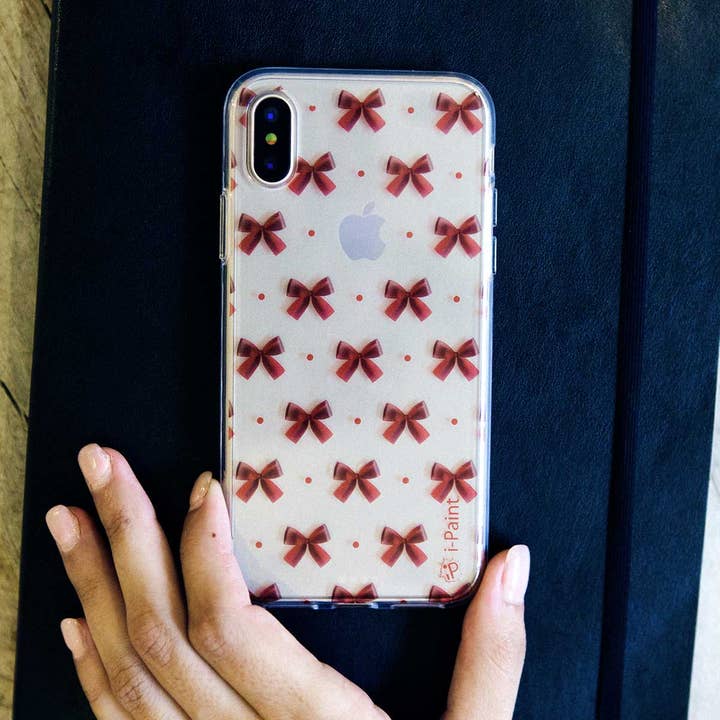 i-Paint - Wholesale Phone Case - Women's - Case Soft Clear for iPhone X/XS - RED BOW Design in Italy