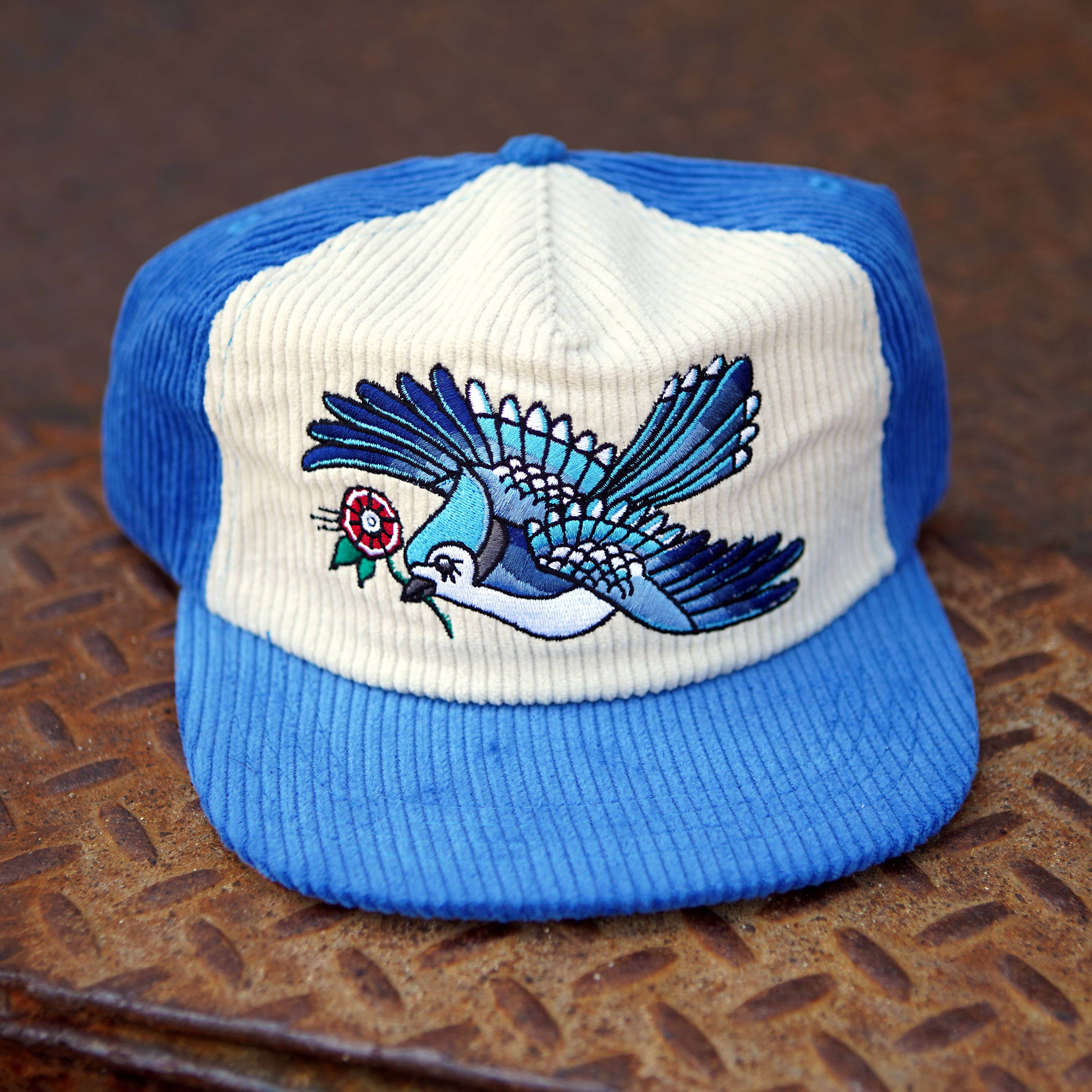 Stuntin Goods - Wholesale Flat Brim Cap - Unisex - Blue Jay Two-Tone Corduroy Hat9