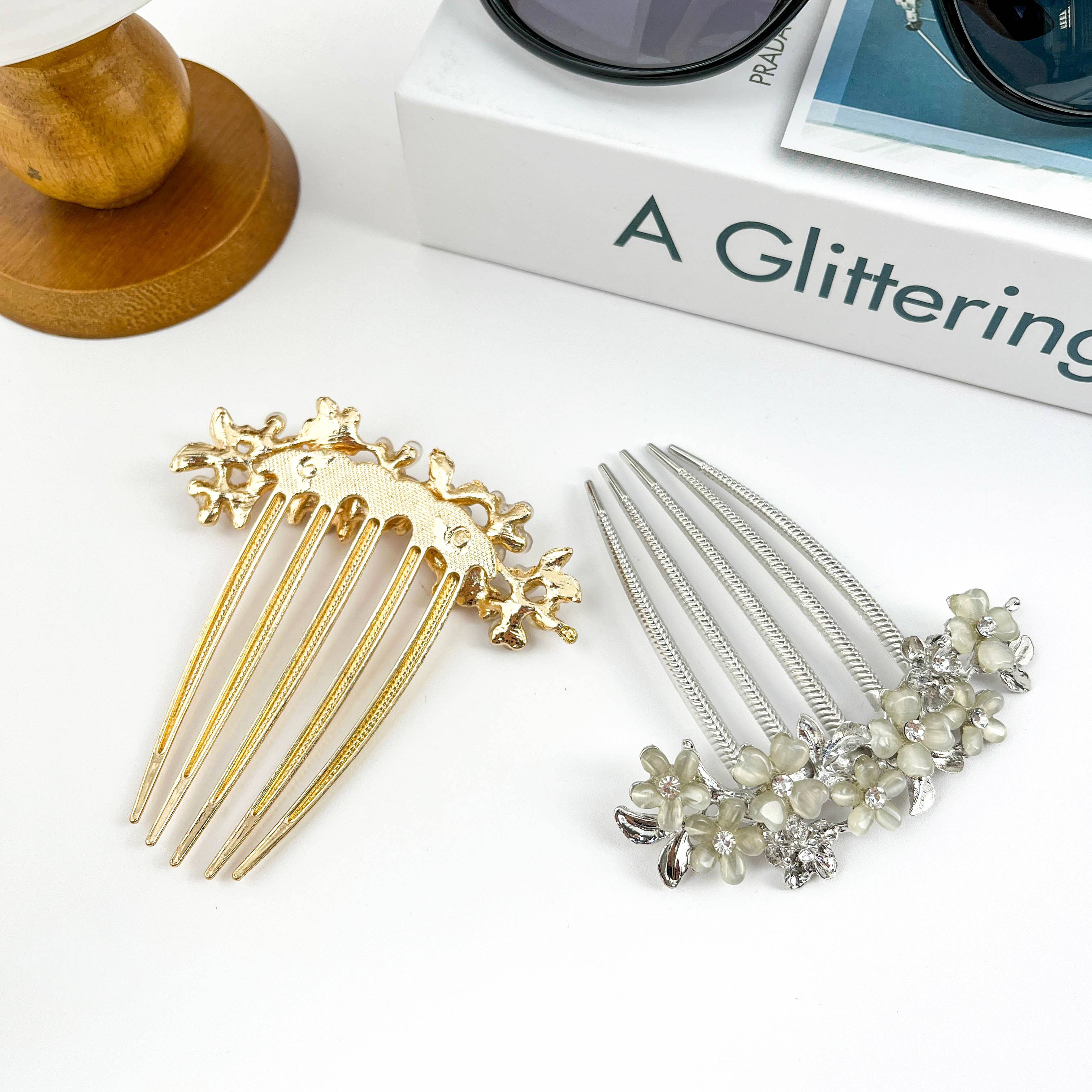 SoapElenGlen – wholesale Hair pin – Rhinestone Small Flower Hair Side Comb,Bridal Hairpin4