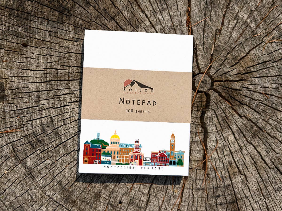 Soijen Illustrations - Wholesale Notepad - Montpelier Vermont Cityscape Notepad2