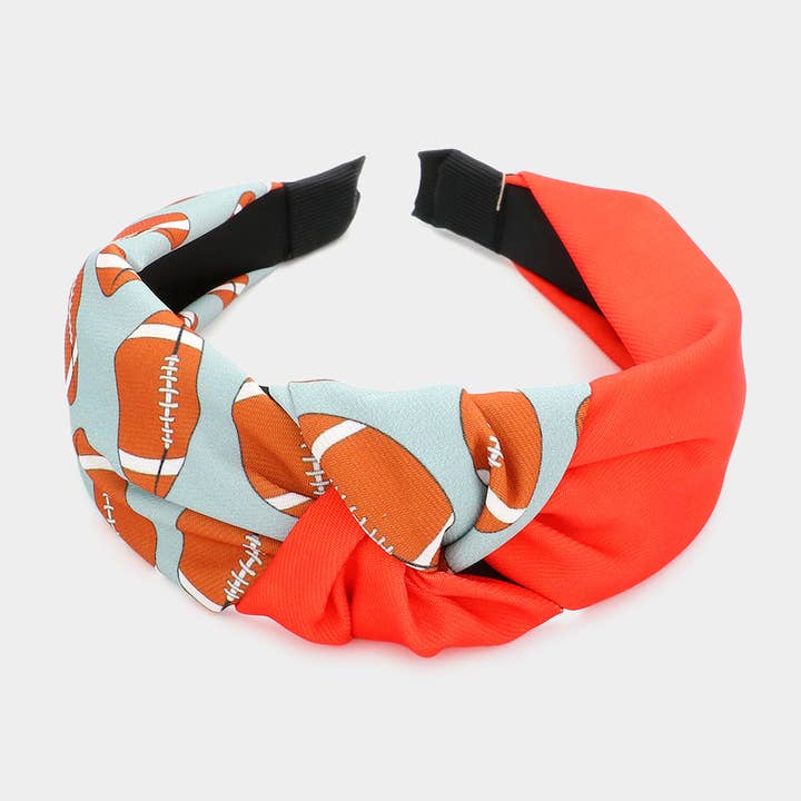 Football Patterned Knot Burnout Headband for wholesale by Sensibling Corp.