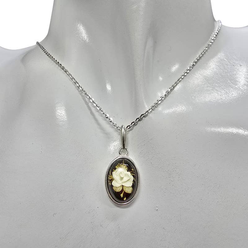 Amberman - Wholesale Individual Charm/Pendant - Rose Amber Cameo / Intaglio Pendant1