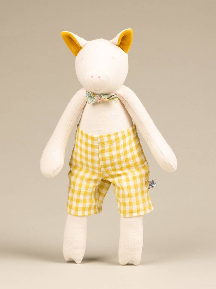 Léon the Pig Fabric Doll for wholesale by Pamplemousse Peluches