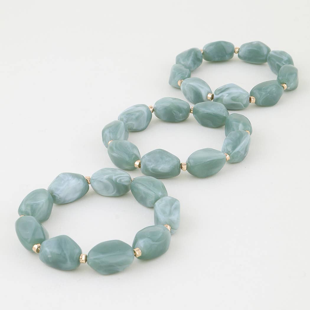 3AM BY H&D ACCESSORIES - Wholesale Beaded Bracelet - Abstract Marble Stone Beaded Bracelet3