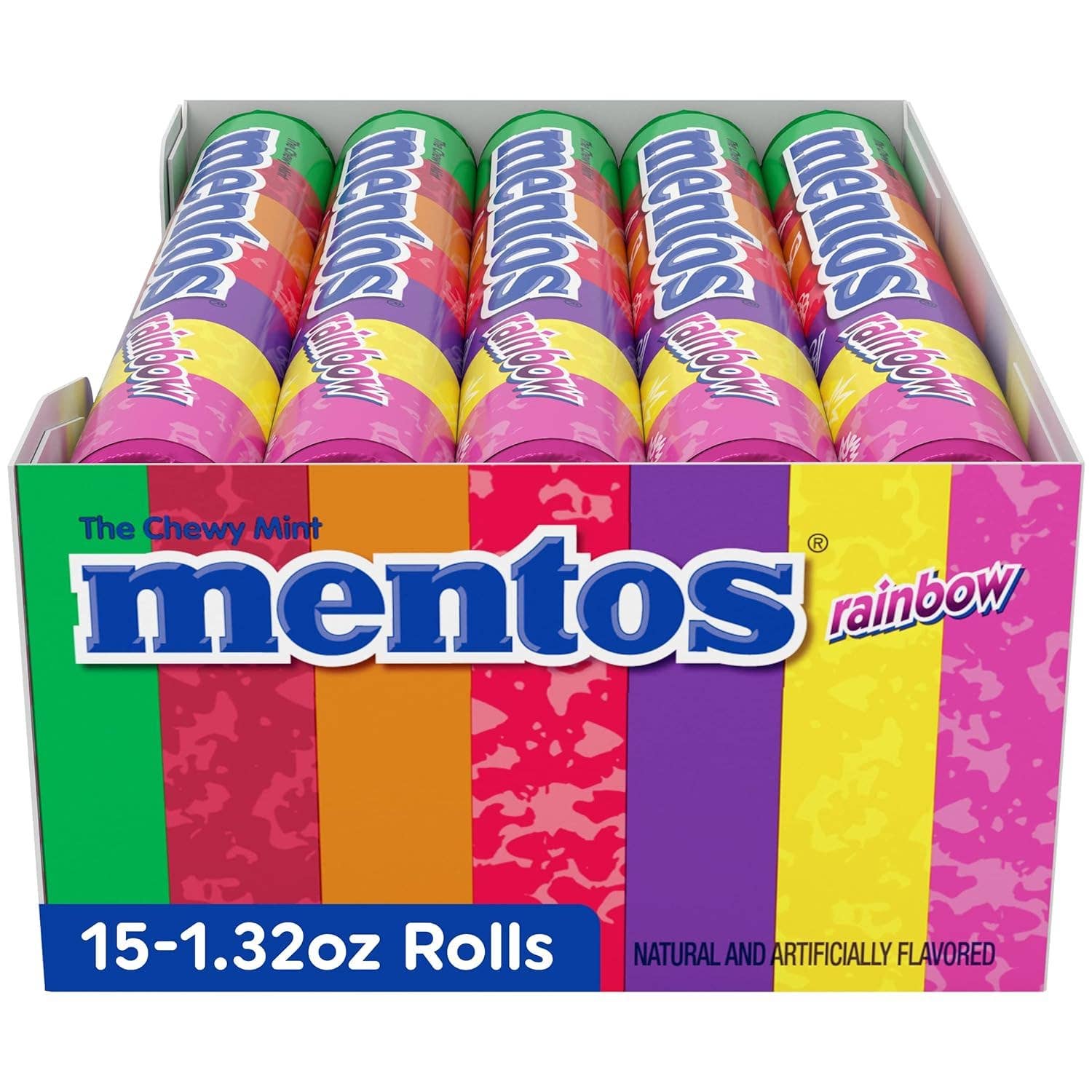 Snacky Candy - Wholesale Mints - Mentos Rolls Rainbow 1.32 oz 15 count3