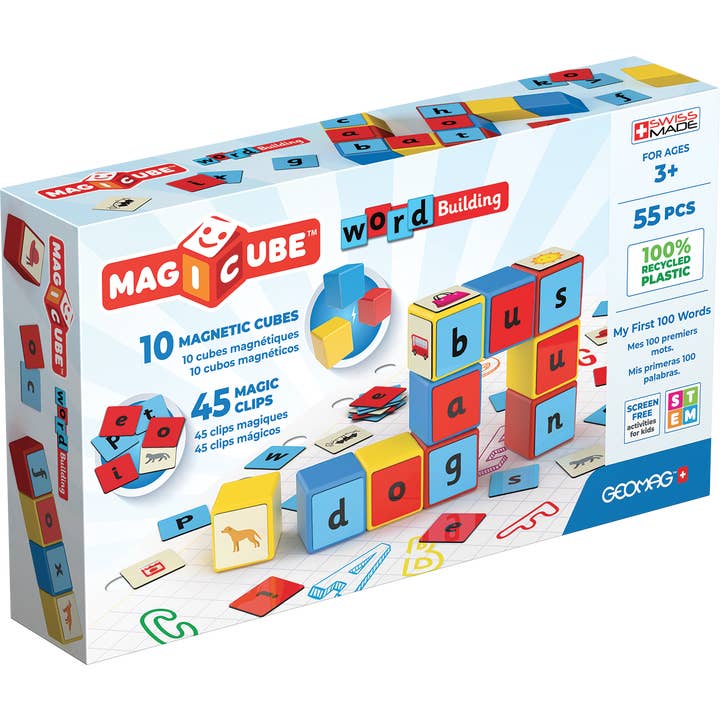 GEOMAGWORLD USA - Wholesale Building Set - Kids - Geomag™ Magicube Learning Words 55 Piece STEM Building Set