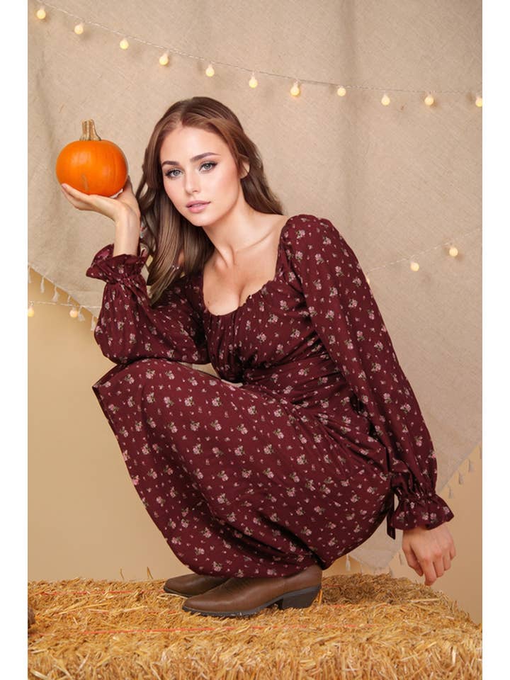 VERY J - Wholesale Dress - Women's - ND31864-Floral Printed Back Tie Mini Dress2