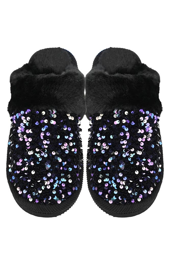 Hana - Wholesale Slippers - Women's - C.C Sequin Cuff Winter Slippers5