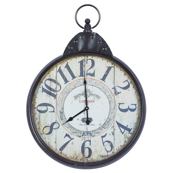 Import Corner - Wholesale Wall Clock - A-92217: METAL WALL CLOCK 20"W, 28"H
