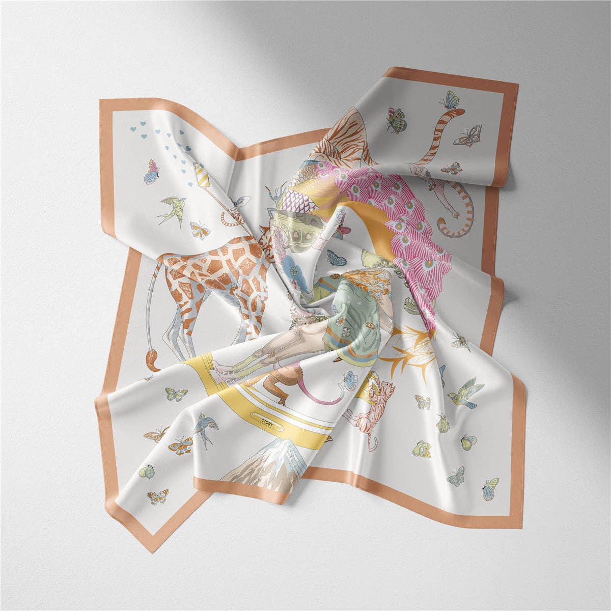 Dipped Shop - Wholesale Scarf - Women's - Colorful Animal Print Square Silk Scarf DP25F4544