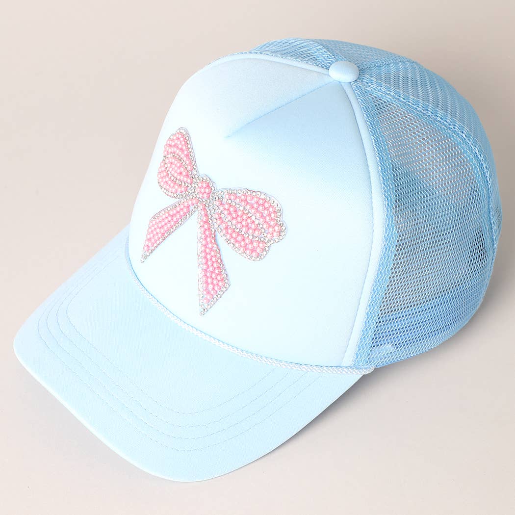Fashion City - Wholesale Trucker Hat - Women's - Rhinestone Bow Patch Foam Mesh Back Trucker Hat7