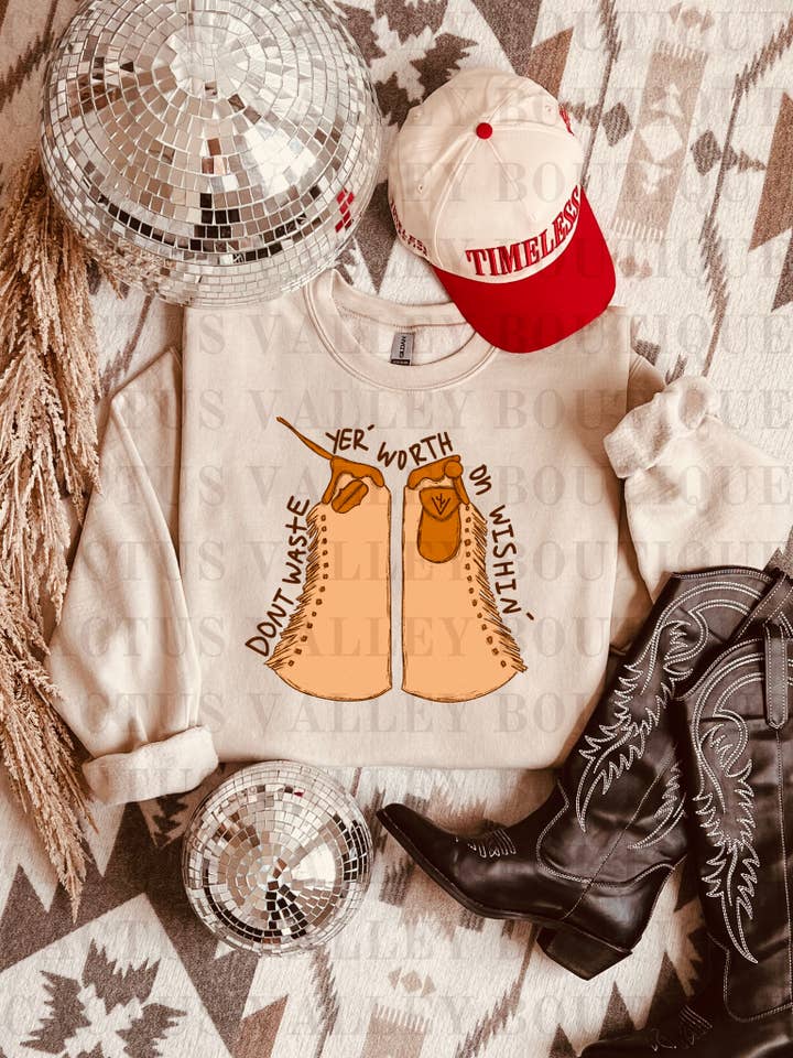 Ne gaspillez pas votre valeur - Sweat-shirt à col rond pour la vente par Cactus Valley Boutique