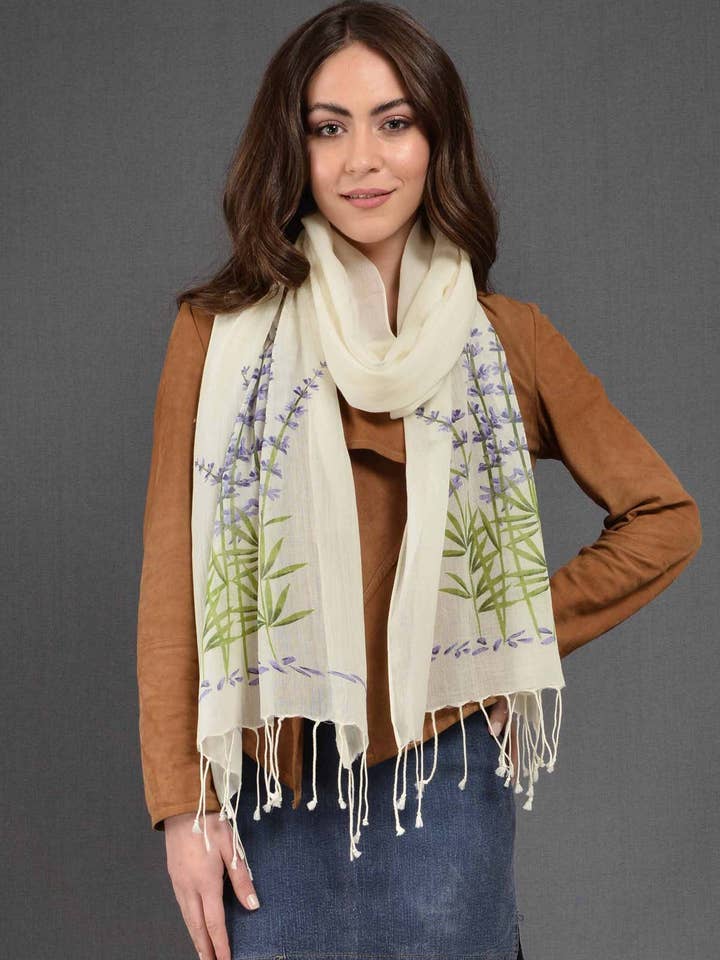 Écharpe en coton Lavender 1 Bigg pour la vente par Dosimira