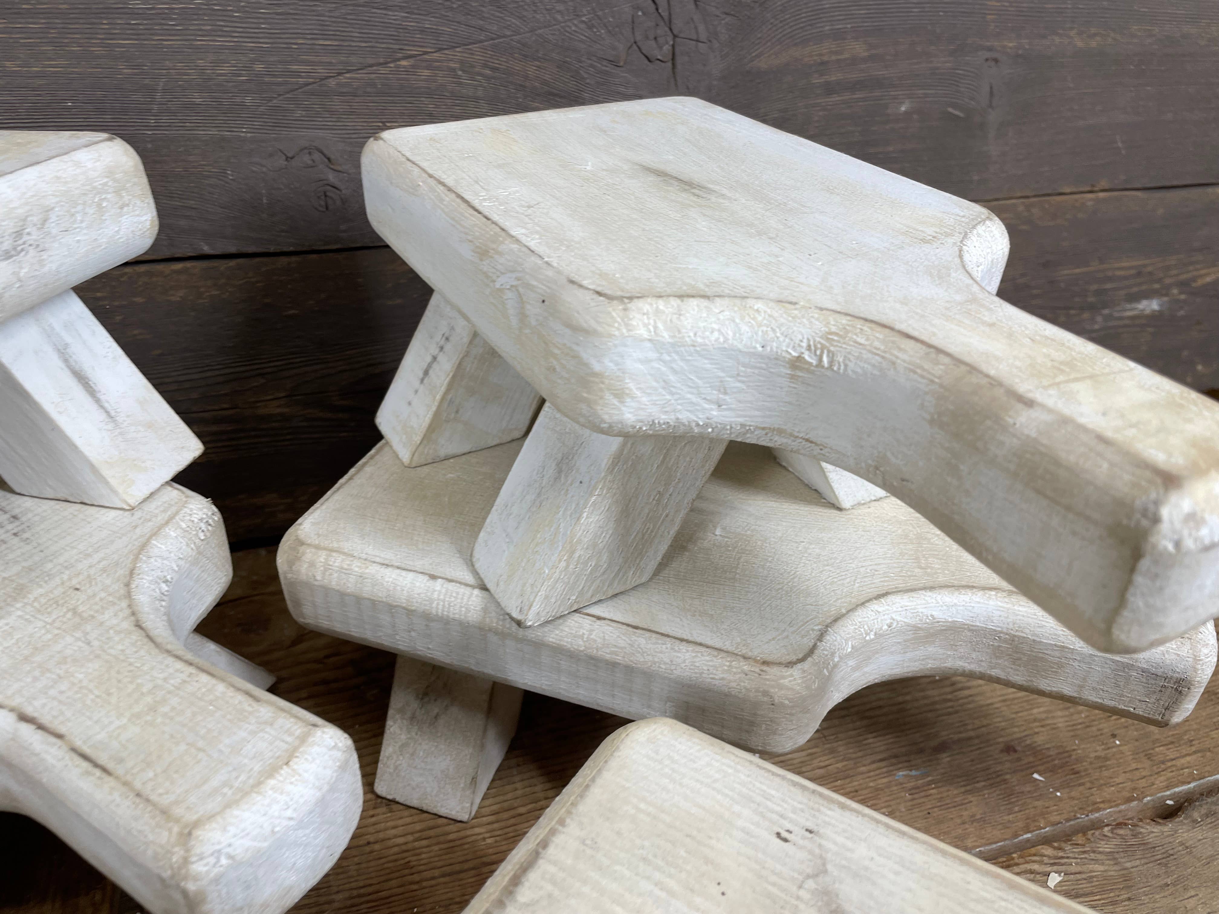 My Amigos Imports – wholesale Stool – CLEARANCE-Pane Farmhouse Bread Board Stool-6x11x4-White-$71