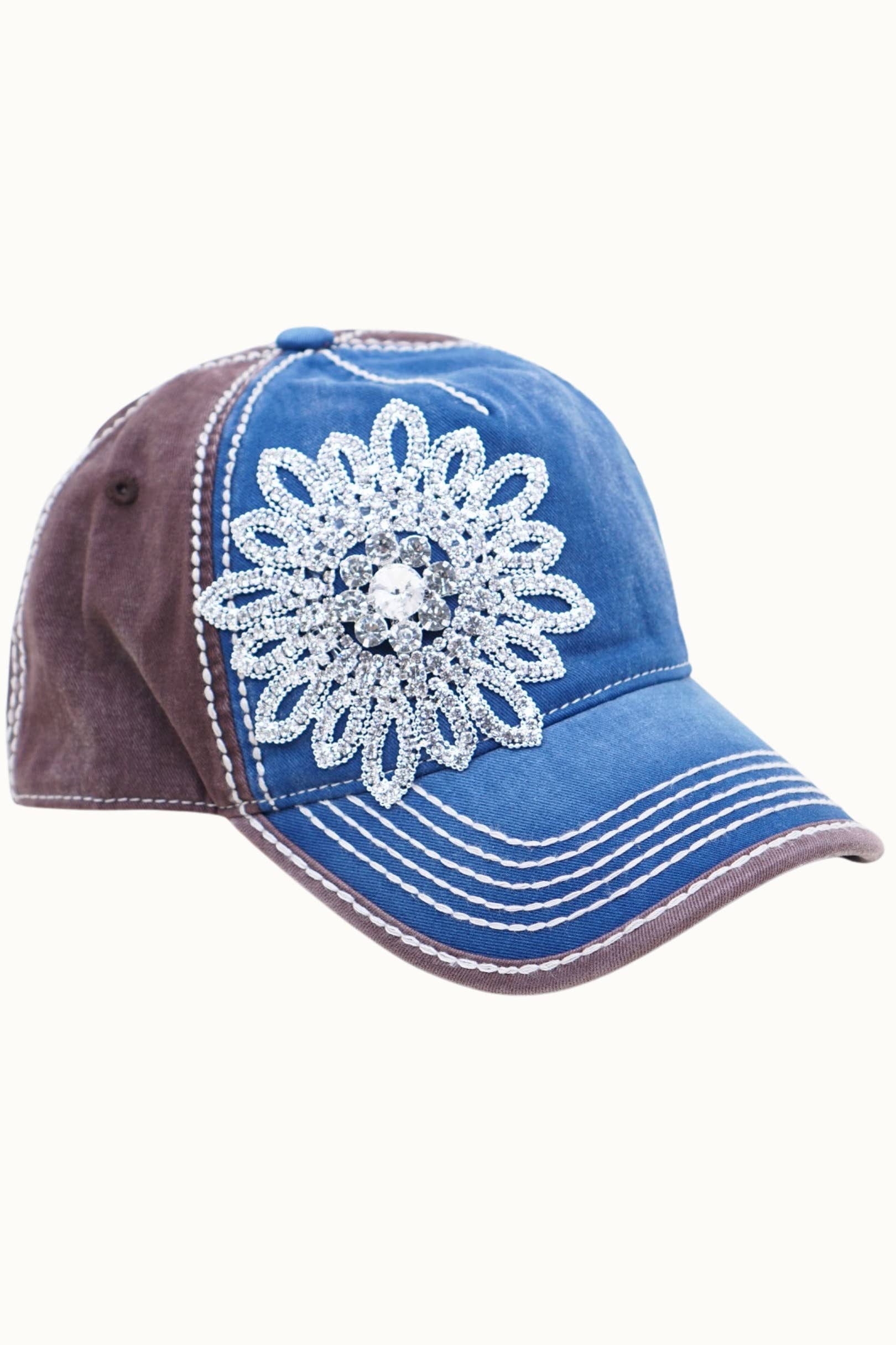 Olive & Pique - Vendita all'ingrosso Cappellino da baseball - Donna - Berretto bicolore Sunflower Bejeweled Glitz, regolabile2