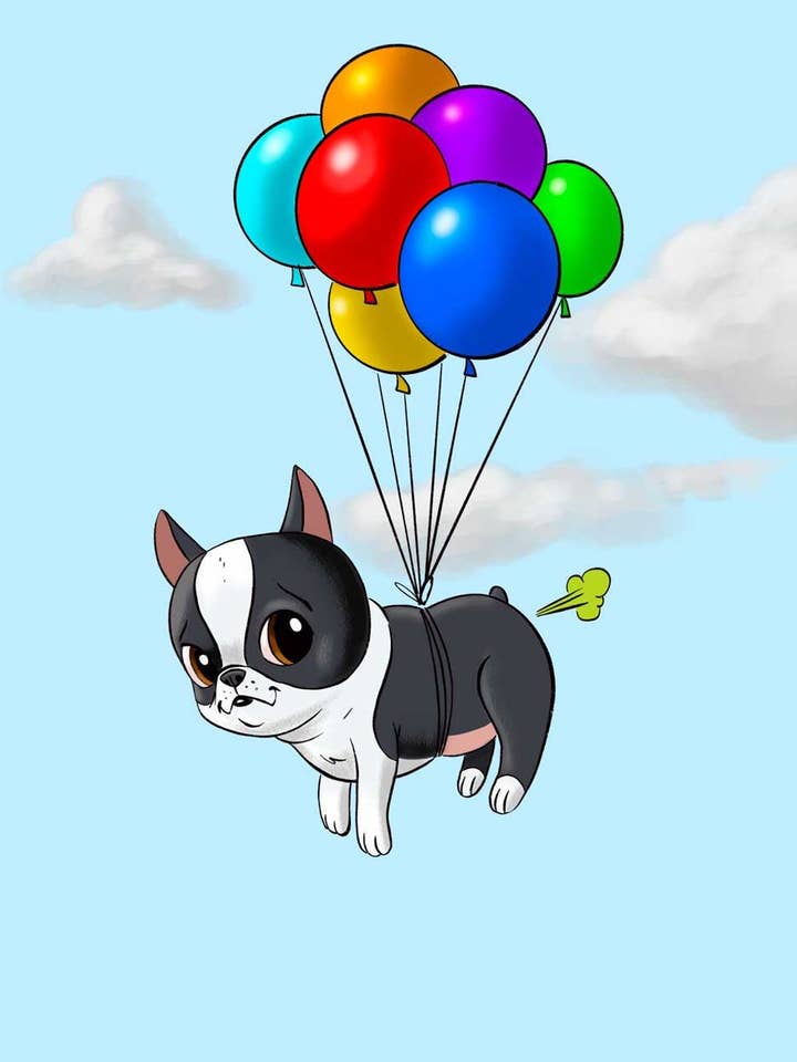 Boston terrier balloon gift art, Boston Terrier gifts for wholesale by Brian Rubenacker studios